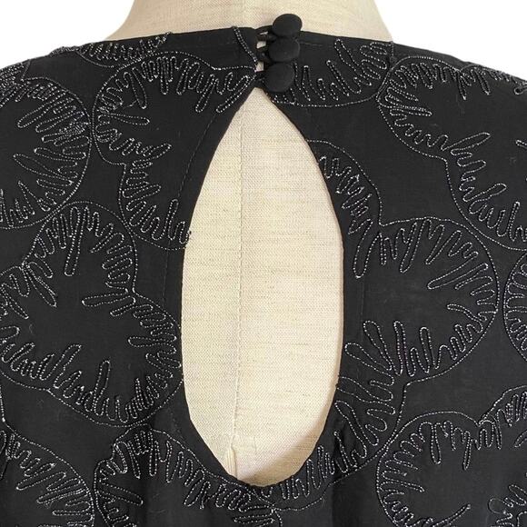 FRENCH CONNECTION Black Sequin Sparkle Bell Cuff Shift Dress Size 6 Mini - Picture 7 of 9